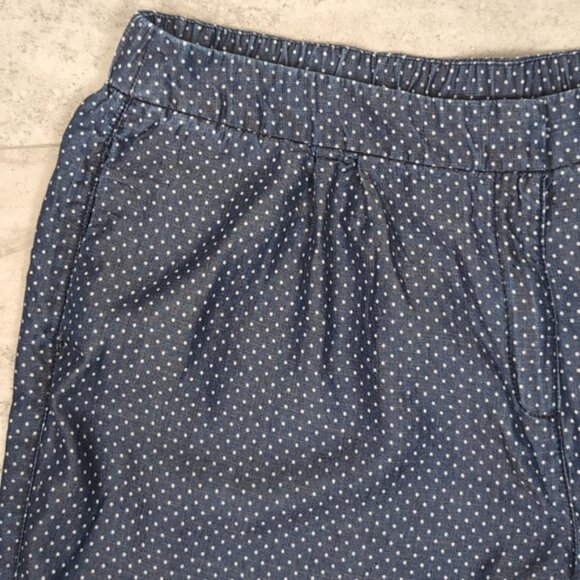 Chicos Polka Dot Lyocell Shorts Navy Lightweight Pleated Elastic Waist Bermuda - Picture 2 of 11